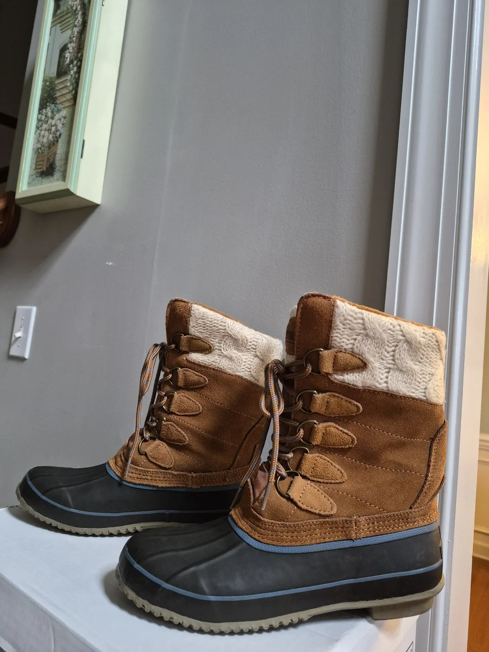 Khombu Brown Waterproof Duck Boots - Lace-Up Winter Boots Womens Cozy Waterproof